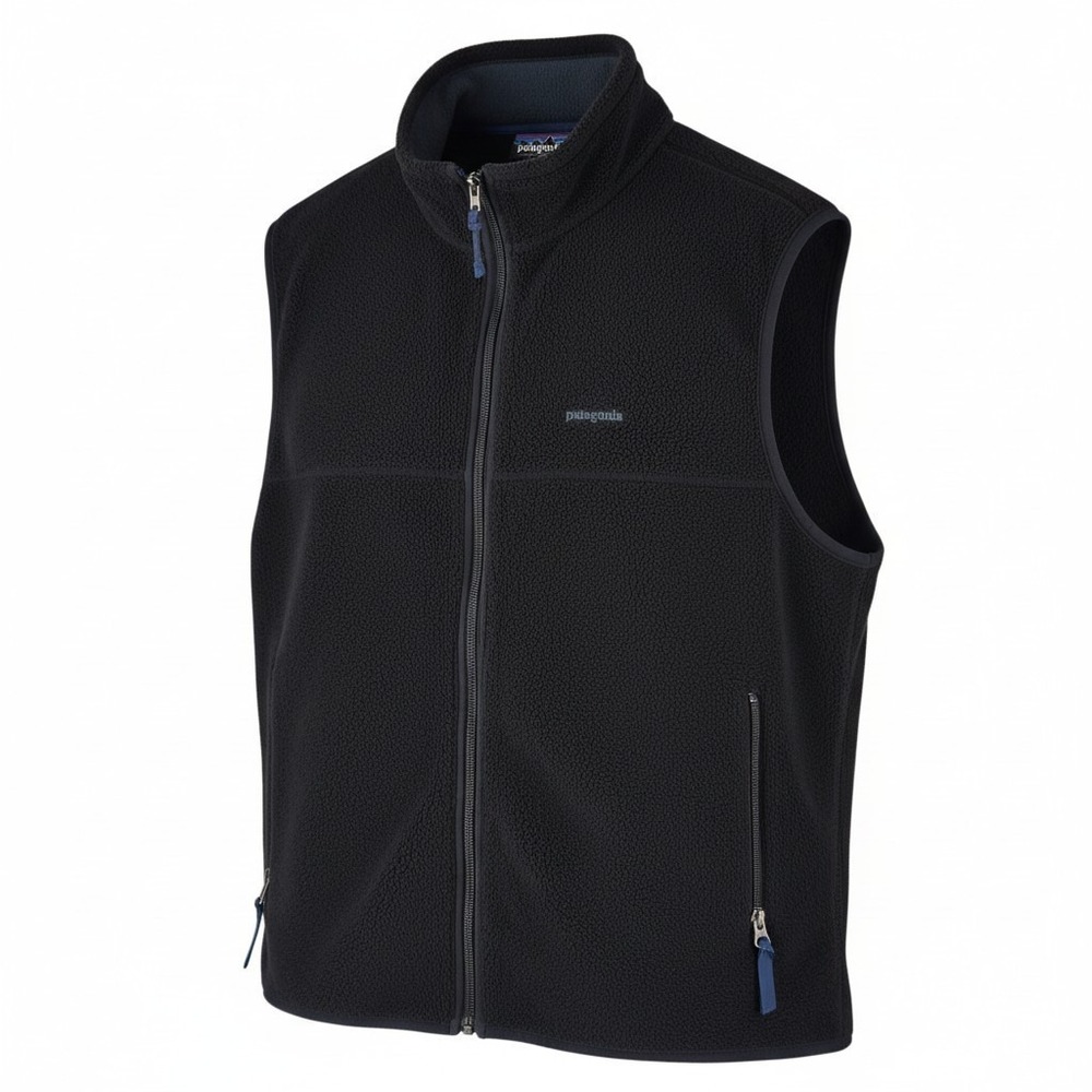 Vtg 90s Y2K Patagonia Synchilla Fleece Vest Mens L Black Full Zip Gorp USA 25182